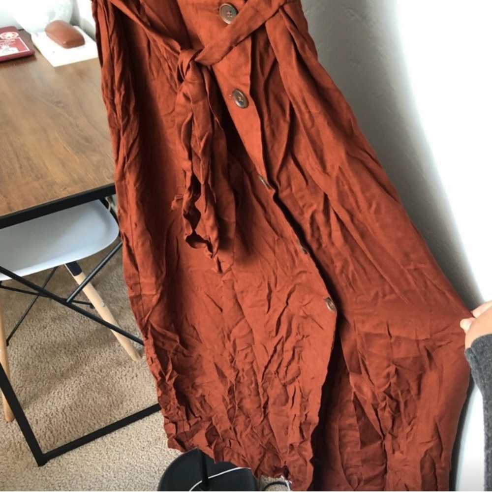 BB Dakota Asymmetrical Rust Midi Dress - Picture 2 of 7